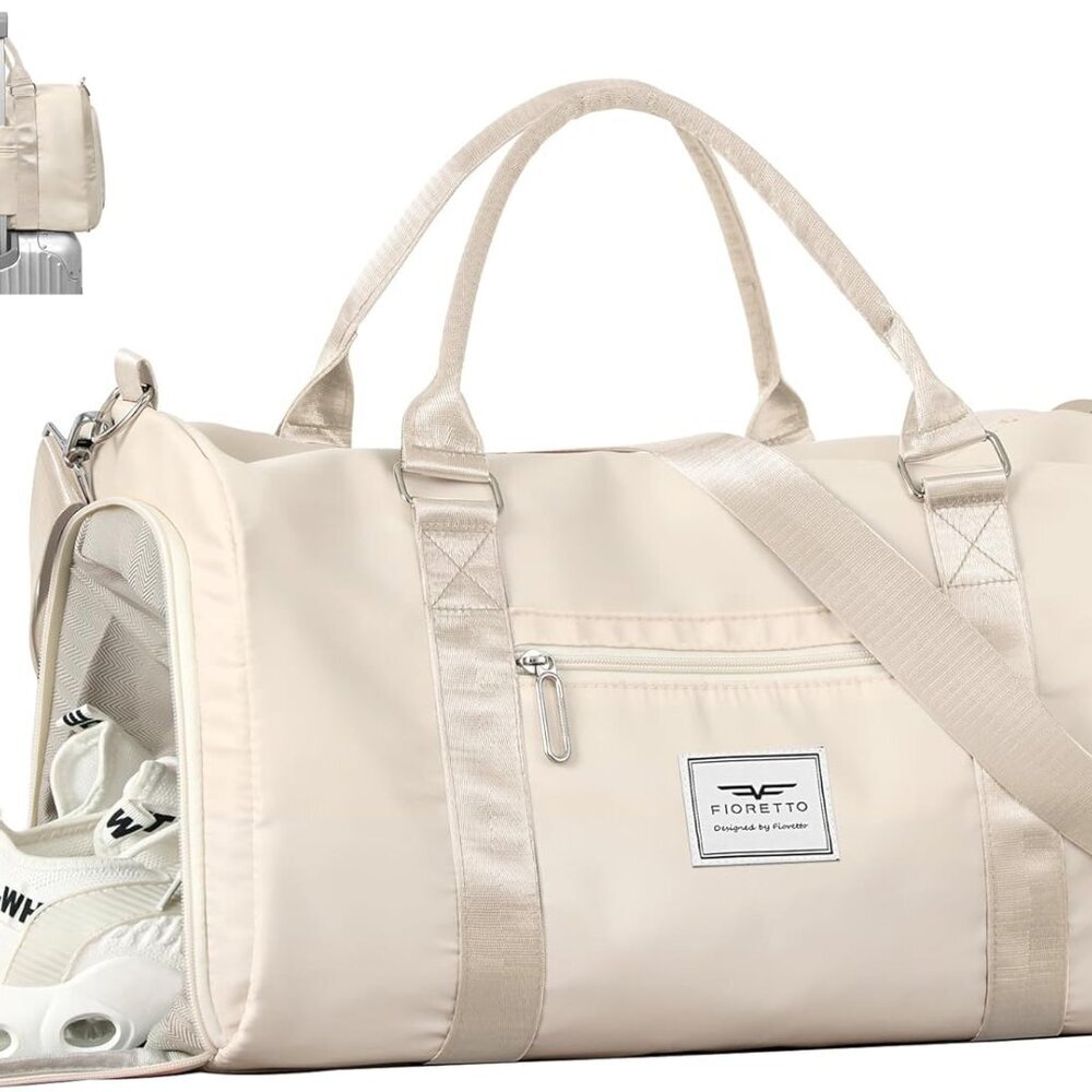 Womens Gym Tote Duffle Bag with Wet Pocket & Shoe Compartment, Sports Duffel Ove